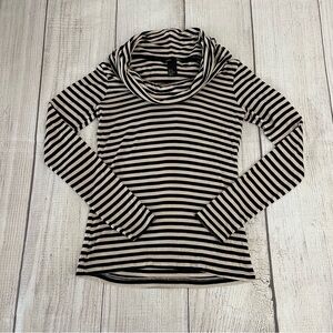 H&M Women’s Long Sleeve Black & White Striped Cowl Neck Shirt Size XS
